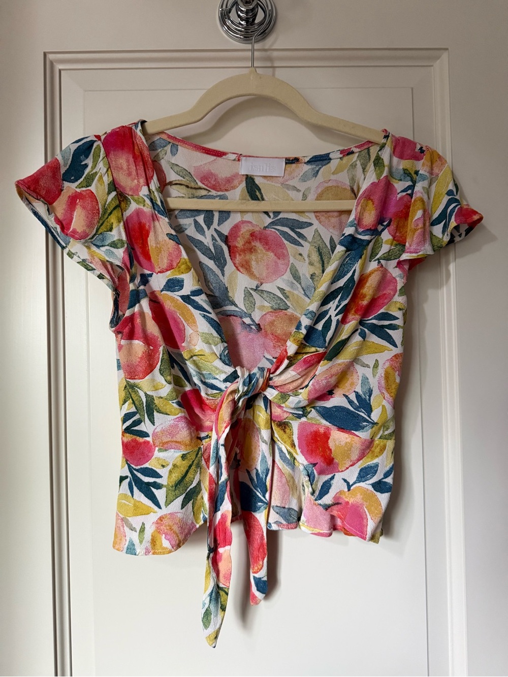 Tie-Front Floral Crop Top - Pink Multi